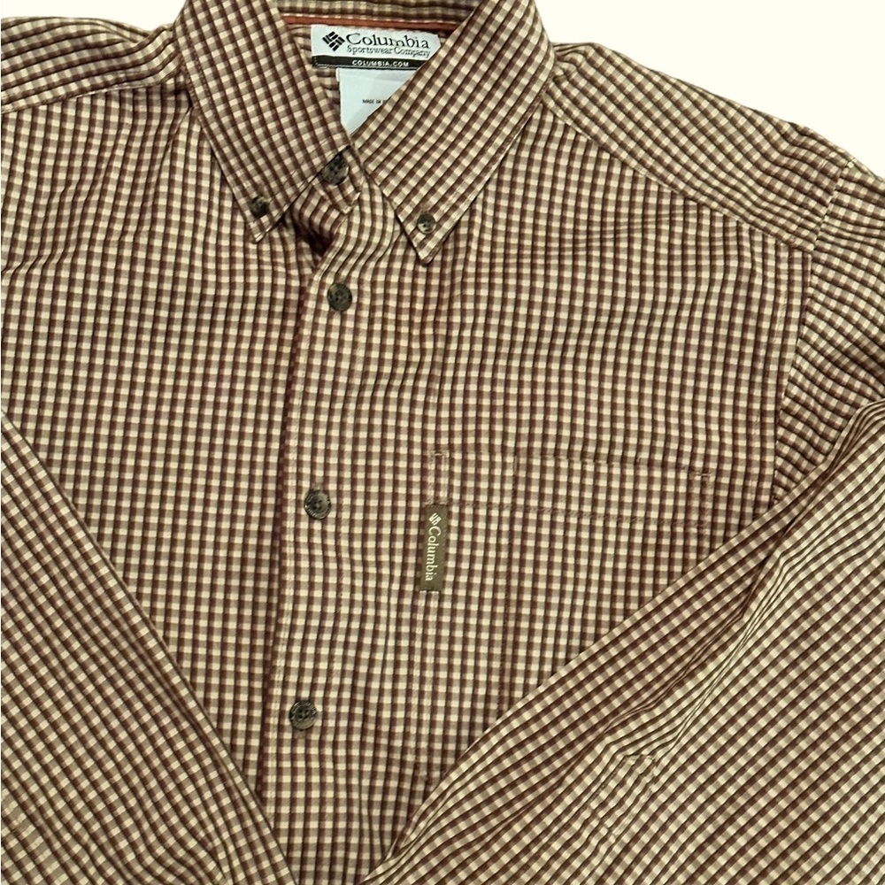 Columbia Long Sleeve Plaid Button Up Shirt Burnt Orange​​​​​​ Sz Small​ - Picture 4 of 4